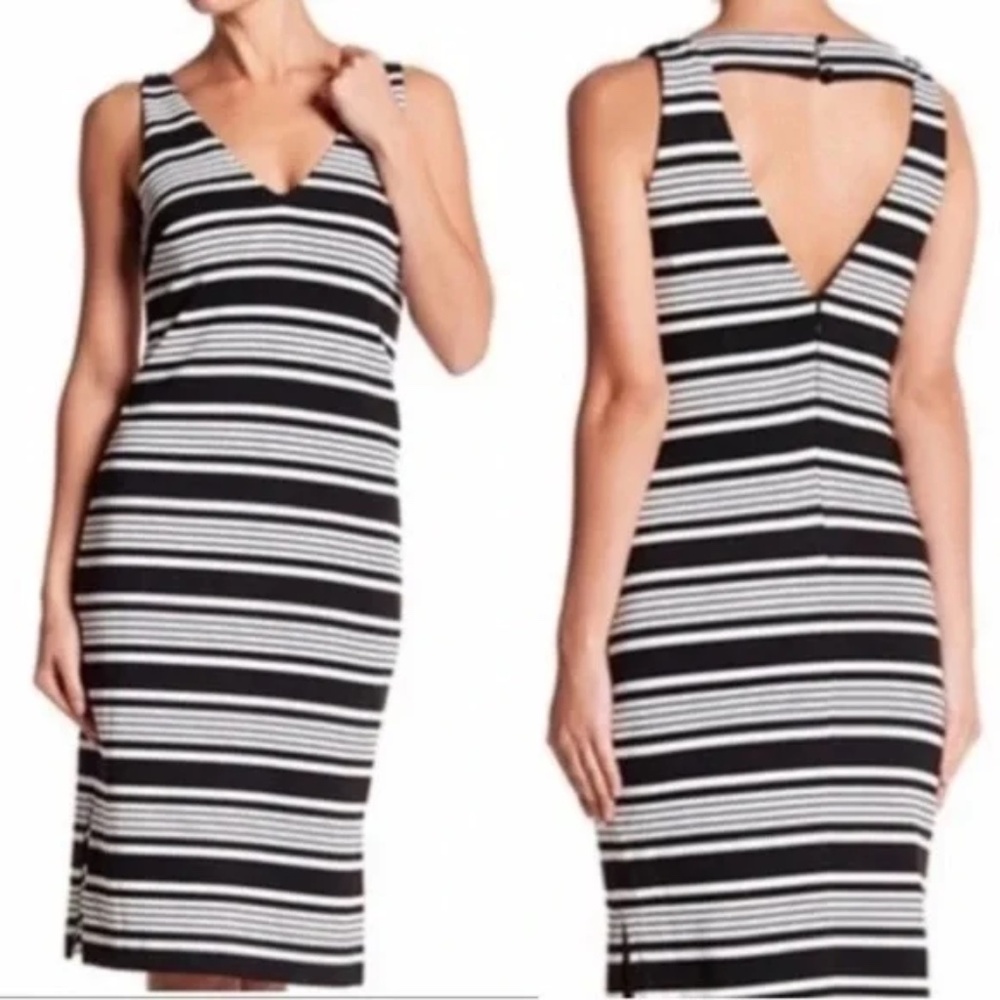 Betsy Johnson Black and White Striped Sleeveless Dress - Size 4